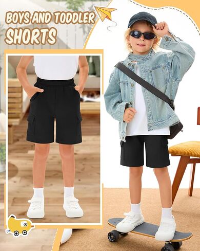 Xaatren Toddler Boys Cargo Shorts Athletic Baby Pull on Wide Leg Casual Shorts Summer Loose Knee Length Pant with Pockets in Saudi Arabia