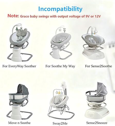 لاستبدال سلك الطاقة Graco Swing، شاحن مدرج في قائمة UL لـ Graco DuetSoothe، أرجوحة Sway بسيطة، Glider LX، DuoGlider Bassinet، Sweetpeace in Kuwait