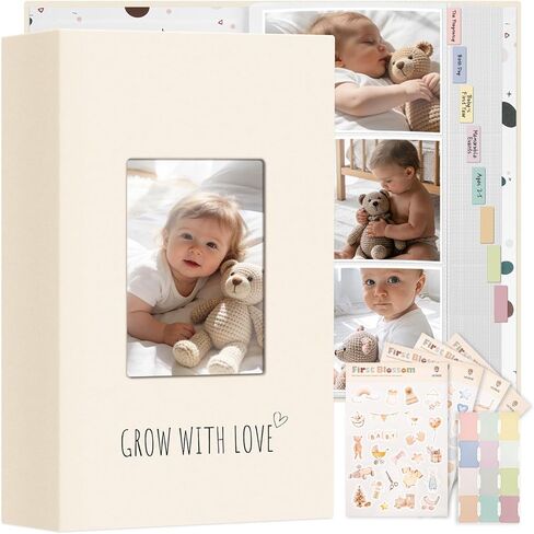 Vienrose Baby Photo Album 4x6 300 Pockets, Linen Cover Picture Album with Memo Area, Kids Photo Album for Baby Girl Boy, Newborn Family Memory Book Keepsake Beige in Saudi Arabia