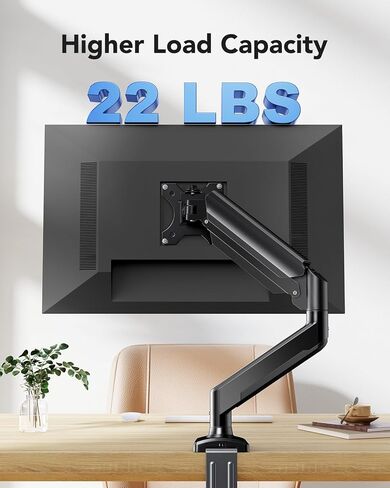HUANUO Single Monitor Arm 13-34 Inch, Adjustable Gas Spring Arm, Monitor Desk Mount for 4.4-22lbs, VESA 75/100mm with C-Clamp/Grommet Base, Ergonomic Stand for Work/Gaming in Saudi Arabia