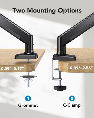 HUANUO Single Monitor Arm 13-34 Inch, Adjustable Gas Spring Arm, Monitor Desk Mount for 4.4-22lbs, VESA 75/100mm with C-Clamp/Grommet Base, Ergonomic Stand for Work/Gaming in Saudi Arabia