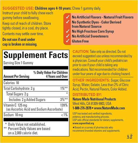 Nature Made Kids First Vitamin C Gummies, Dietary Supplement for Immune Support, 110 Gummies, 110 Day Supply in Saudi Arabia