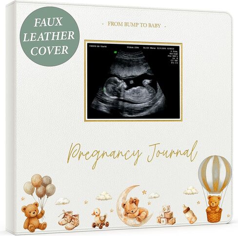 Pregnancy Journal for First Time Moms 2026 I Faux Leather, Gold Foil & Bearly Wait Theme I Pregnancy Must Haves Gifts for Expecting Mom/Gifts for Pregnant Women Mom To Be - Baby Book Keepsake in Kuwait