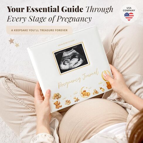 Pregnancy Journal for First Time Moms 2026 I Faux Leather, Gold Foil & Bearly Wait Theme I Pregnancy Must Haves Gifts for Expecting Mom/Gifts for Pregnant Women Mom To Be - Baby Book Keepsake in Kuwait