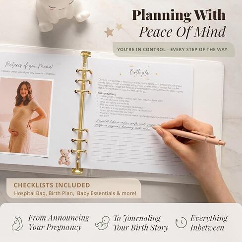 Pregnancy Journal for First Time Moms 2026 I Faux Leather, Gold Foil & Bearly Wait Theme I Pregnancy Must Haves Gifts for Expecting Mom/Gifts for Pregnant Women Mom To Be - Baby Book Keepsake in Kuwait