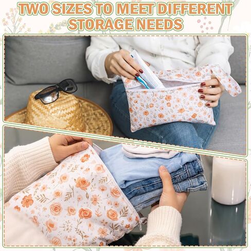 Tudomro 2 Pcs Wet Bags Large & Small Wet Dry Bags with Handle Newborn Essentials Registry Must Have Items Waterproof Reusable Bag for Swimwear Baby Diapers Dirty Clothes Makeup Bag for Mother Day in Kuwait