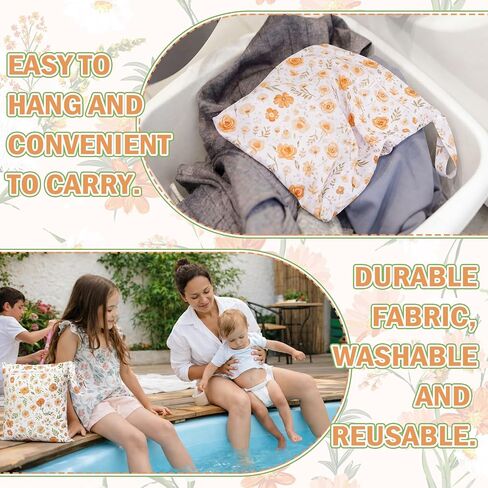 Tudomro 2 Pcs Wet Bags Large & Small Wet Dry Bags with Handle Newborn Essentials Registry Must Have Items Waterproof Reusable Bag for Swimwear Baby Diapers Dirty Clothes Makeup Bag for Mother Day in Kuwait