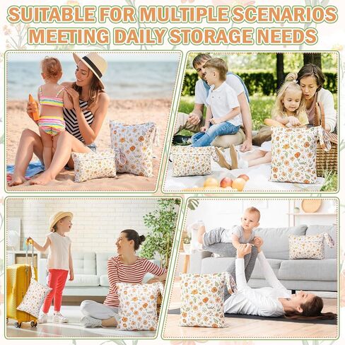 Tudomro 2 Pcs Wet Bags Large & Small Wet Dry Bags with Handle Newborn Essentials Registry Must Have Items Waterproof Reusable Bag for Swimwear Baby Diapers Dirty Clothes Makeup Bag for Mother Day in Kuwait