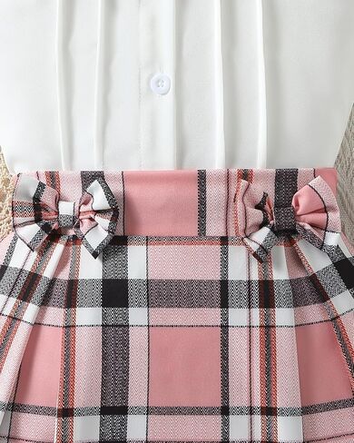 ChuYuKu طفل فتاة الصيف الزي زي مدرسي مجموعة Preppy نمط بلوزة مطوي تنورة 2 قطعة ملابس عطلة اليومية غير رسمية in Kuwait