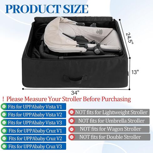 حقيبة عربة الأطفال IBVIVIC متوافقة مع UPPAbaby Vista V2/Vista V3/Cruz V2/Cruz V3، حقيبة سفر لعربة الأطفال شديدة التحمل مع حزام كتف لذيذ ومقبض للآباء in Kuwait