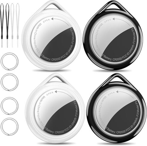 جهاز تتبع محفظة Air Tag 4-Pack معتمد من Apple MFi | ابحث عن جهازي المتوافق، مقاوم للماء، منبه 100 ديسيبل، بطارية قابلة للاستبدال لمفاتيح أمتعة الحيوانات الأليفة، تعمل مع iPhone iPad (iOS فقط) in Kuwait