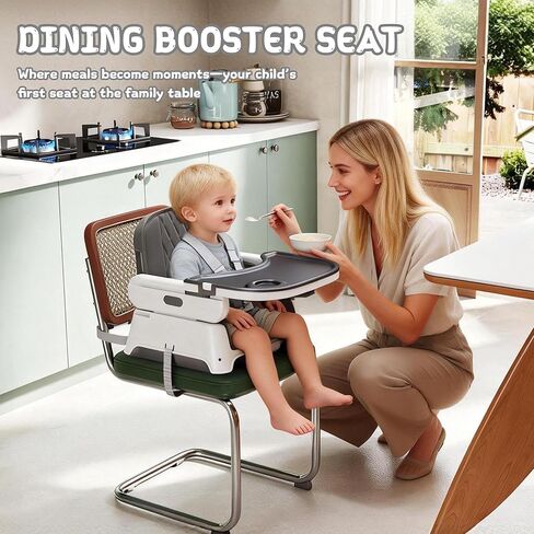 4 in 1 Baby High Chair for Babies and Toddlers, Foldable & Portable Convertible Booster Seat, Adjustable Tray & Footrest, Lightweight, Stable, Easy to Clean, Grey in Kuwait