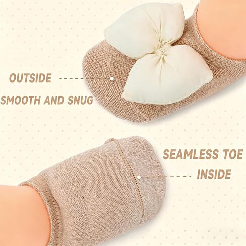 Urban Virgin 4 Pack Baby Girl Non-Slip Socks With Grips Infant Low Cut Ankle Socks Cotton Socks 0-6 Months With Bowknot in Saudi Arabia