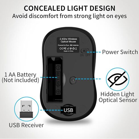 ماوس بلوتوث يعمل باللمس، ماوس سفر صغير محمول قابل للطي مع دونجل USB، ماوس قابل للطي لأجهزة الكمبيوتر المحمول والكمبيوتر اللوحي - أسود in Kuwait