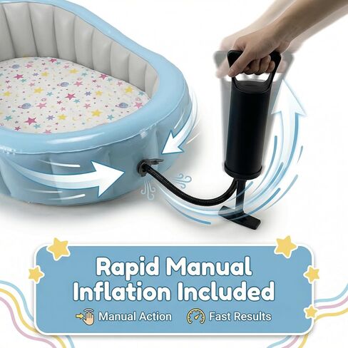 Toddler Inflatable Travel Bed with Removable Air Mattress & Cotton Cover, Portable Kids Air Bed with Raised Rails, Thick PVC Frame, Dual Safety Valves, Manual Pump Included (Ages 1–8) in Kuwait
