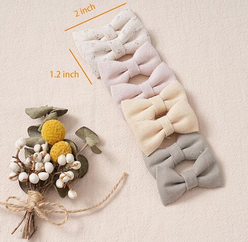 28 pcs Baby Toddler Girl Hair Ties with Bows and Daisy Flower, Neutral Linen Boutique Ouchless Hair Accessories for Girls' Fine Hair, No Damage Soft Elastic Pigtails Ponytail Holders in Kuwait