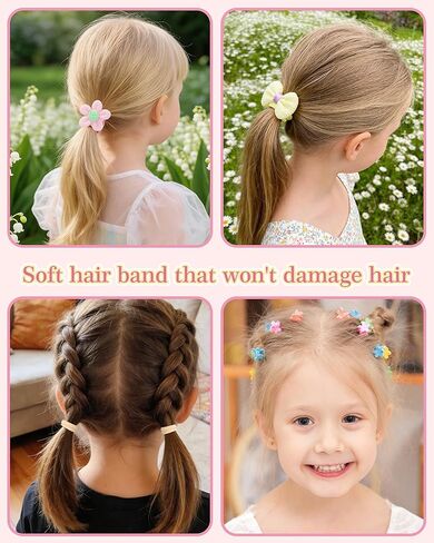 jollybows 84PCS Baby Girls Hair Bows Ties, Mini Hair Claw Clips Flower Clips, Toddler Hair Accessories Candy Colors Nylon Hair Tie Elastic Scrunchies Ponytail Holders for Kids Infants in Kuwait