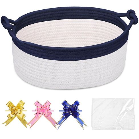 COMSE Gift Basket Empty, Small Woven Basket with Gift Bags and Ribbons, Nursery Bin to Fill with Small Items, Baby, Pet Toy Organizer Box, 12" x 8" x 5", Purple in Kuwait