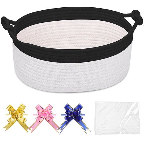 COMSE Gift Basket Empty, Small Woven Basket with Gift Bags and Ribbons, Nursery Bin to Fill with Small Items, Baby, Pet Toy Organizer Box, 12" x 8" x 5", Purple in Kuwait