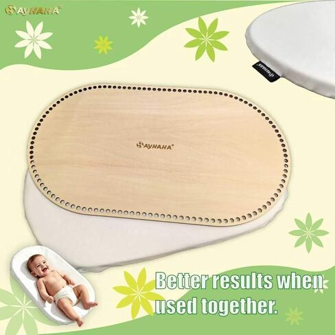 Large Moses Basket Pad, 31.1"x19.3"x2",Breathable,High-Density, High-Resiliency Foam,Non-Toxic, Oval Shaped with Removable Breathable Soft Cover Fit for Moses Basket Baby Bassinet(1PC) in Kuwait