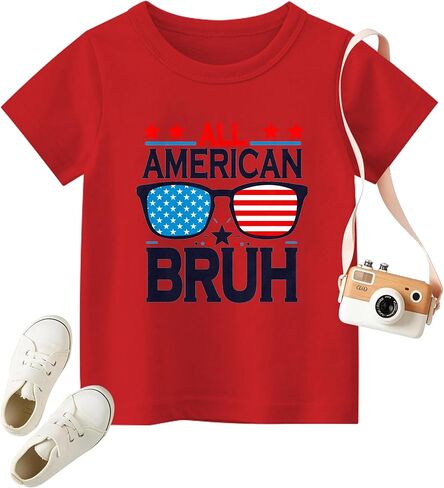 USA 4th of July Shirt for Boys Girls Kids-All American Brothers Shirts Bow Patriotic T Shirts American Flag Tee Tops in Kuwait