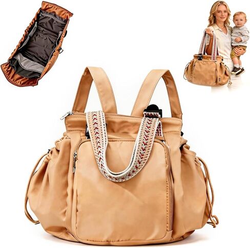 Everyday Bag Tote for Women Large Capacity with 15 Compartments Travel Work Shoulder Bag Convertible Diaper Backpack Organizer Water-Resistant Lay-Flat Hospital Essentials for Teacher Work Daily Use in Kuwait