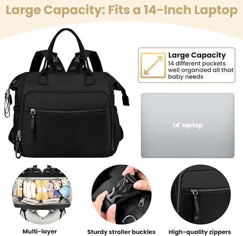 Large Diaper Bag Tote – Lightweigt Diaper Tote Bag With Large Capacity – Matching Changing Pad, Waterproof Design, Insulated Bottle Pockets, Padded Crossbody Shoulder Strap in Kuwait