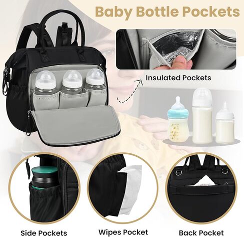 Large Diaper Bag Tote – Lightweigt Diaper Tote Bag With Large Capacity – Matching Changing Pad, Waterproof Design, Insulated Bottle Pockets, Padded Crossbody Shoulder Strap in Kuwait