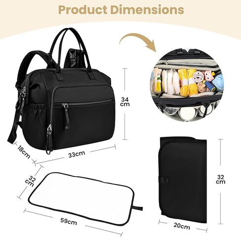 Large Diaper Bag Tote – Lightweigt Diaper Tote Bag With Large Capacity – Matching Changing Pad, Waterproof Design, Insulated Bottle Pockets, Padded Crossbody Shoulder Strap in Kuwait