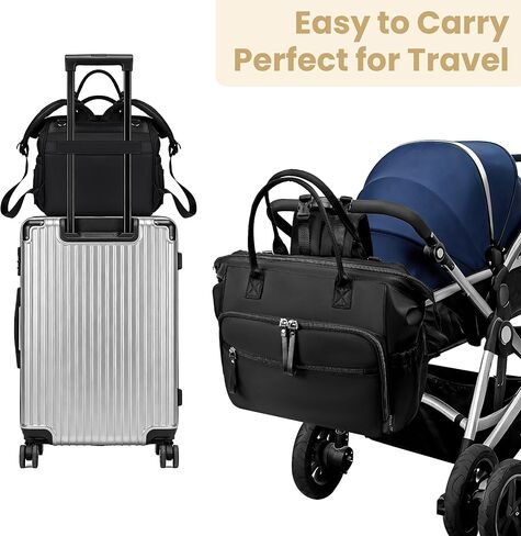 Large Diaper Bag Tote – Lightweigt Diaper Tote Bag With Large Capacity – Matching Changing Pad, Waterproof Design, Insulated Bottle Pockets, Padded Crossbody Shoulder Strap in Kuwait