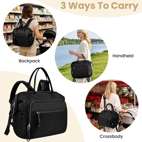 Large Diaper Bag Tote – Lightweigt Diaper Tote Bag With Large Capacity – Matching Changing Pad, Waterproof Design, Insulated Bottle Pockets, Padded Crossbody Shoulder Strap in Kuwait