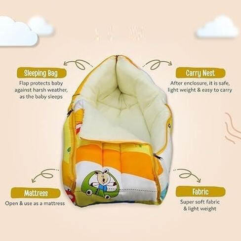 3-in-1 Ba-by Bed Pillow, Bag & Carry, Cotton Bedding Print Multicolor in Kuwait