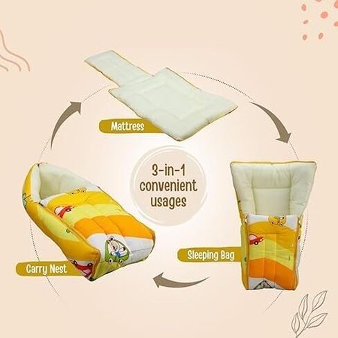 3-in-1 Ba-by Bed Pillow, Bag & Carry, Cotton Bedding Print Multicolor in Kuwait