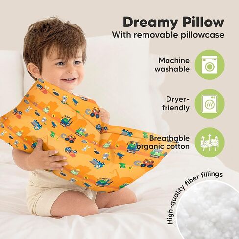 KeaBabies Toddler Pillow with Pillowcase and Toddler Pillowcase 13X18 - Soft Cotton Kids Pillow for Sleeping - Soft and Breathable, Perfect for Boys, Girls, Kids, Travel, Nap in Kuwait