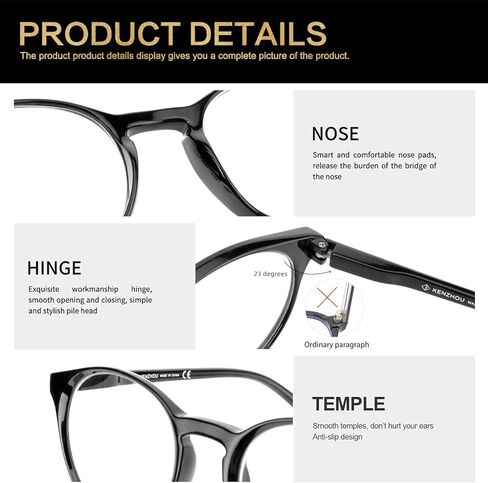K KENZHOU Blue Light Blocking Glasses Women Round Rim Frame Eyeglasses in Saudi Arabia