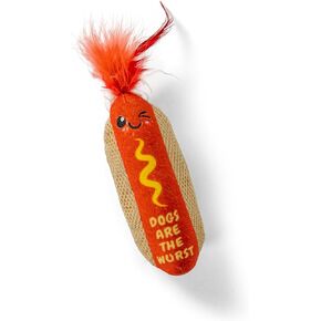 Catstages Hot Dog Kicker Catnip Toy and Dental Toy for Cats Hot Dog Themed Funny Catnip Stuffed Kicker Toy, Brown