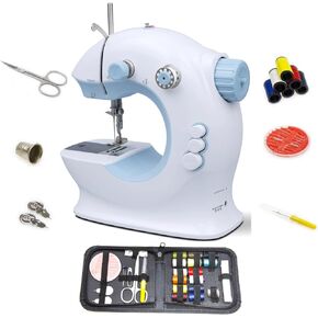 Mini Sewing Machine for Beginners and Kids 2 Speeds Double Thread With Needle and Thread Set, Upgraded Household Portable Multifunctional Adjustable Stitches Machine, Plastic