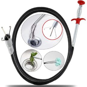 63 Inch Drain Snake Grabber Pick Up Reacher Tool，Sink Snake for Sewer Kitchen Sink Bathroom Tub Toilet Clogged Drains Relief Cleaning Tool, Toilet Snake Drain Clog Remover