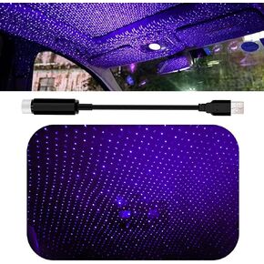 1 PC Car Roof Star Night Lights, Metal Romantic USB Vehicle Atmosphere Lamp Accessories, Universal Rotatable Outdoor Decor for Wedding Car, Ceiling, Bedroom, Party (Purple & Blue)