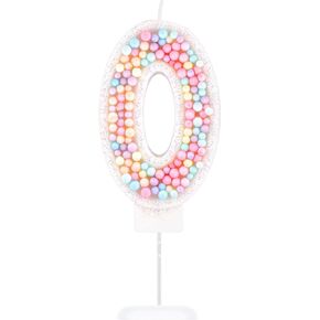 Number Birthday Candles, Cute Macaron Number Candles, Candy Color Sweet Birthday Candles for Cake, Number Cake Topper for Girls Birthday Party Baby Shower Wedding Anniversary (0)