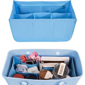 Rubber Beach Bag Organizer Compatible with Bogg Bag/Simply Southern, Felt Tote Organizer Insert with 7 Pockets for Bogg Bag Accessories, Only for Bogg Bag M-Size (Pink)