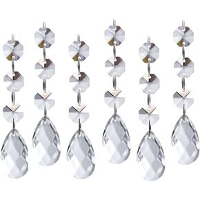 30PCS DIY Teardrop Acrylic Crystal Drop Beads Christmas Ornaments Tree Decorations Garland Chandelier Hanging Crystals for Wedding Party Celebration Decor