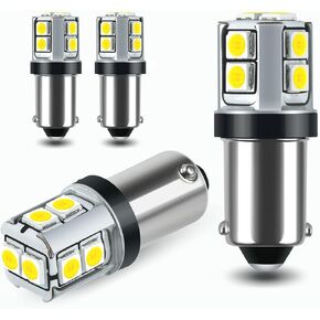CANBUS BA9S White Extra Bright Car Interior Exterior Replacement Bulb Bayonet Base BA9 53 57 1445 1895 64111 Size Reading Map Dome Side Door Courtesy LED Light 12V 24V (Pack of 4)