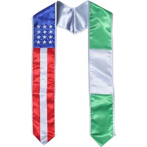 Del Mex Nigeria and USA Combo Flag Graduation Sash Stole Country Pride