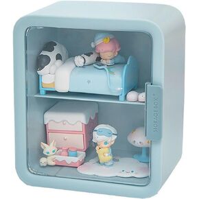 Clear Display Case Box with Light Organizer Box for Figures Stackable Doll Storage Box with Door Dust and Moisture Proof Suitable for Action Figures Collectibles Pop Mart