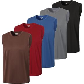 5 Pack Men's Mesh Athletic Tank Top Dry-Fit Moisture Wicking Sleeveless Shirts Workout Training