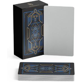 Blank Tarot Cards with Design on Back - DIY Deck of 80 Cards to Create Your Own Oracle Tarot Deck - Sacred Geometry Design with Metallic Gold Foil - 4.75 inches x 2.75 inches (Red)