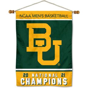 Baylor Bears 2021 Mens Basketball National Champions Banner with Hanging Pole
