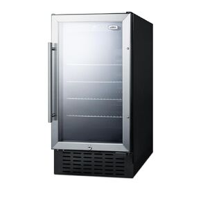 Summit SCR1841B 18" Built-in Undercounter Glass Door Beverage Center with Lock, Glass/Black