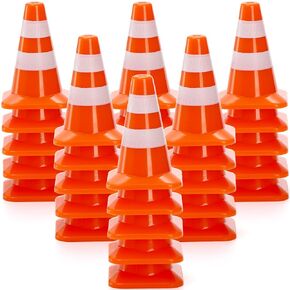 ZEAYEA 30 Pcs Mini Plastic Traffic Cones, 1.4 inch Training Roadblock Cones Traffic Signs, Mini Road Safety Cones for Micro Landscape Sand Table Engineering Construction Road Cones Model